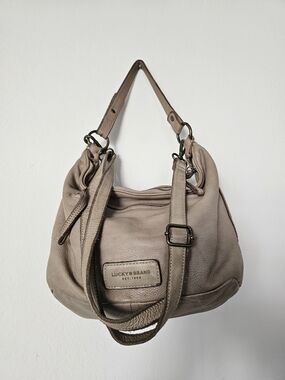 Lucky Brand Neutral Taupe Hobo Shoulder Bag